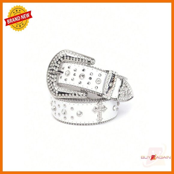 Rhinestone Western Belt Leather Cross Design 1.5in Unisex 29-45in main image 5